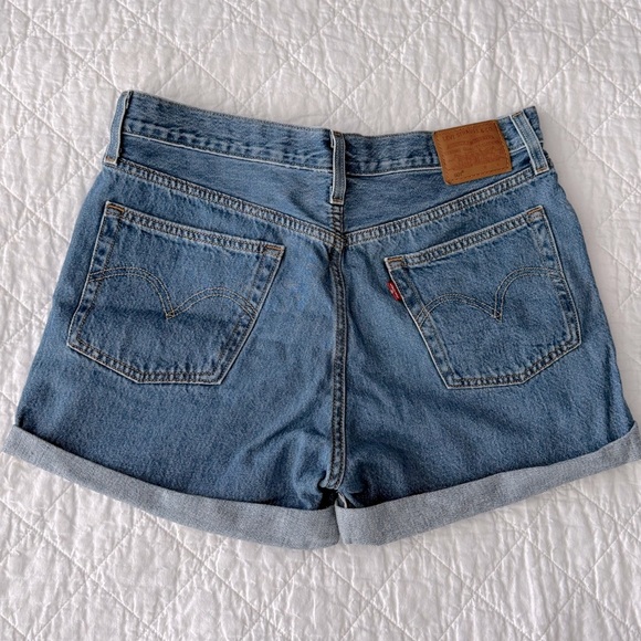 Levi’s Blue High-Waisted Cuffed Jean Shorts - Picture 6 of 9